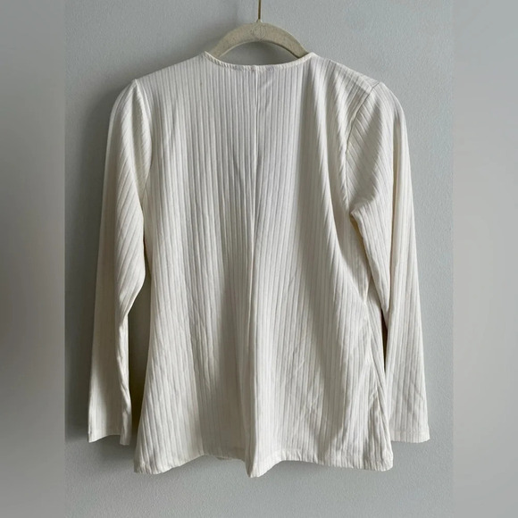 Banana Republic  White Wrap Long Sleeve Ribbed Top Size M - Picture 7 of 11